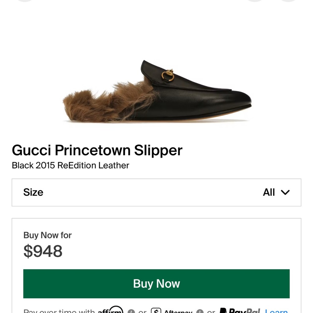 Gucci Black Leather Loafers with Fur Trim